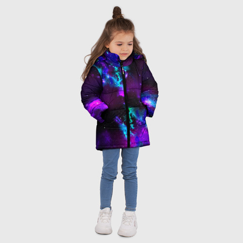 Зимняя куртка для девочек 3D с принтом Звездное небо, вид сбоку #3