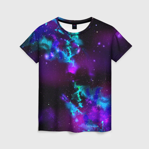 Женская футболка с принтом Звездное небо, вид спереди №1