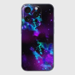 Чехол для iPhone 15 Pro Max силиконовый с защитой камеры Звездное небо