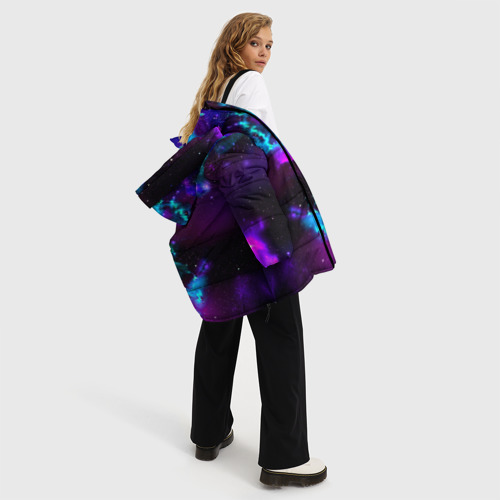 Женская зимняя куртка 3D с принтом Звездное небо, вид сбоку #3