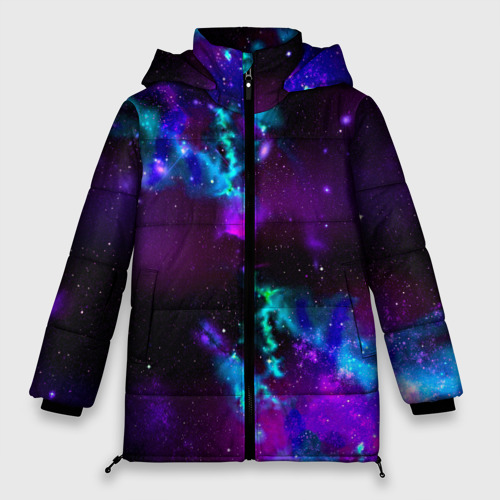 Женская зимняя куртка 3D с принтом Звездное небо, вид спереди #2