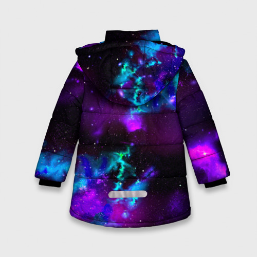 Зимняя куртка для девочек 3D с принтом Звездное небо, вид сзади #1