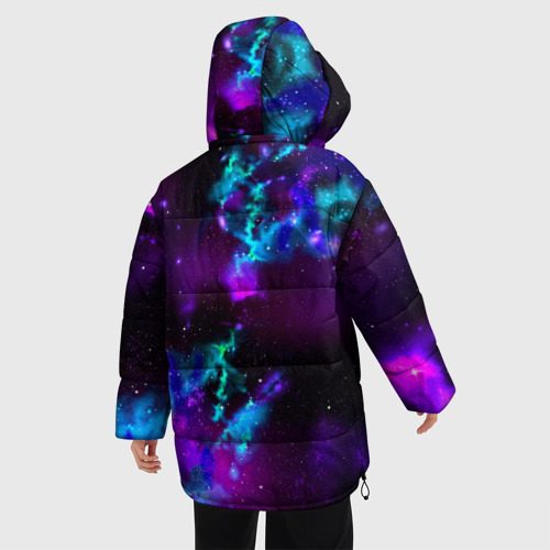 Женская зимняя куртка 3D с принтом Звездное небо, вид сзади #2