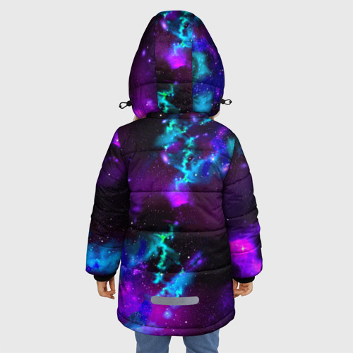 Зимняя куртка для девочек 3D с принтом Звездное небо, вид сзади #2