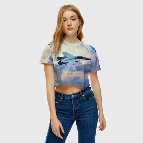 Женская футболка Crop-top 3D Авиация, цвет 3D печать - фото 4