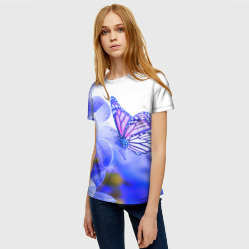 Женская футболка 3D Бабочки, цвет 3D печать - фото 3
