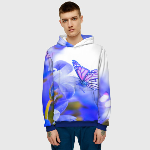 Мужская толстовка 3D Бабочки, цвет синий - фото 3