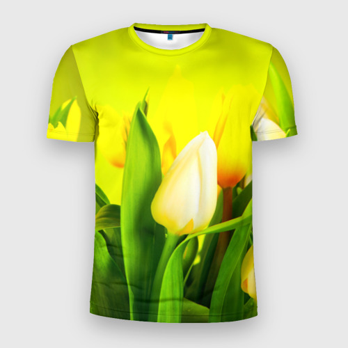 Мужская футболка 3D Slim Тюльпаны, цвет 3D печать