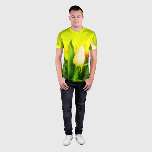 Мужская футболка 3D Slim Тюльпаны, цвет 3D печать - фото 4