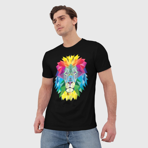 Мужская футболка 3D Lion color, цвет 3D печать - фото 3