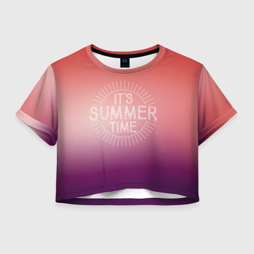 Женская футболка Crop-top 3D IT`S SUMMER TIME, цвет 3D печать