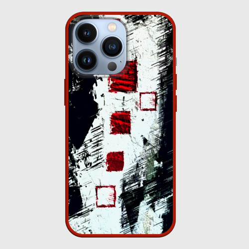 Чехол для iPhone 13 Pro Штриховка, цвет красный