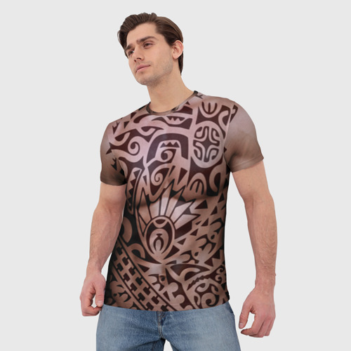 Мужская футболка 3D тату полинезия, цвет 3D печать - фото 3