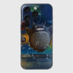 Чехол для iPhone 16 Pro силиконовый с защитой камеры Тоторо прыгает по воде