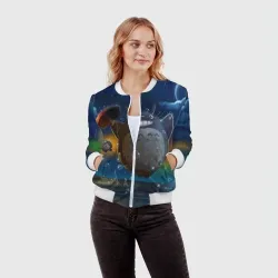 Женский бомбер 3D Тоторо прыгает по воде - фото 2