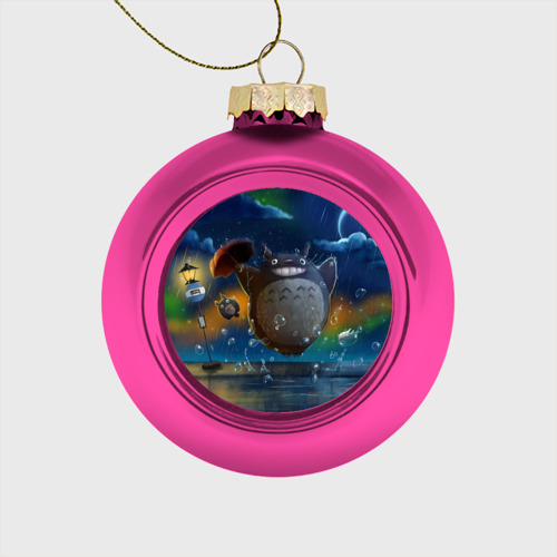 Стеклянный ёлочный шар Тоторо прыгает по воде, цвет розовый
