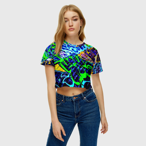 Женская футболка Crop-top 3D Надписи, цвет 3D печать - фото 4