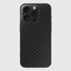 Чехол для iPhone 16 Pro силиконовый с защитой камеры Карбон
