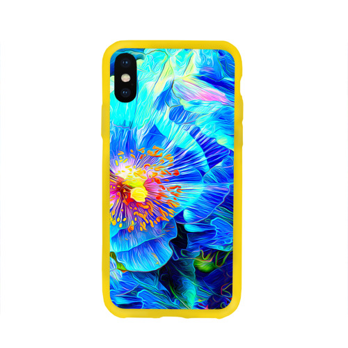 Чехол для Apple iPhone X силиконовый глянцевый Голубой цветок Фото 01 Чехол для Apple iPhone X силиконовый глянцевый Голубой цветок Фото 01