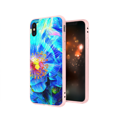 Чехол для Apple iPhone X силиконовый матовый Голубой цветок Фото 01 Чехол для Apple iPhone X силиконовый матовый Голубой цветок Фото 01