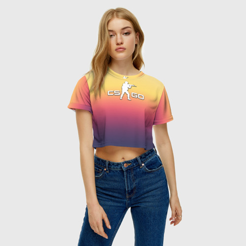 Женская футболка Crop-top 3D Fade cs:go, цвет 3D печать - фото 4