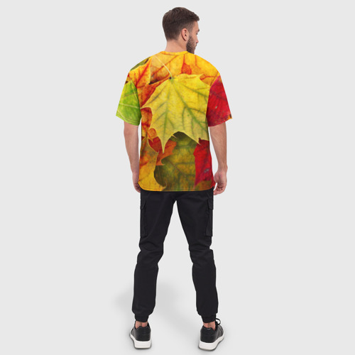 Мужская футболка oversize 3D Кленовые листья, цвет 3D печать - фото 4