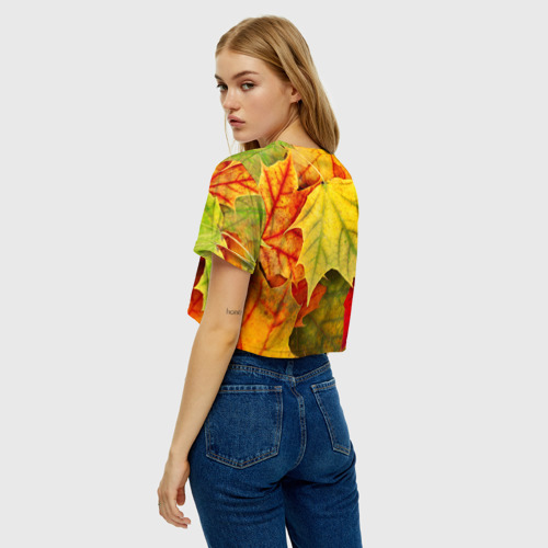 Женская футболка Crop-top 3D Кленовые листья, цвет 3D печать - фото 5