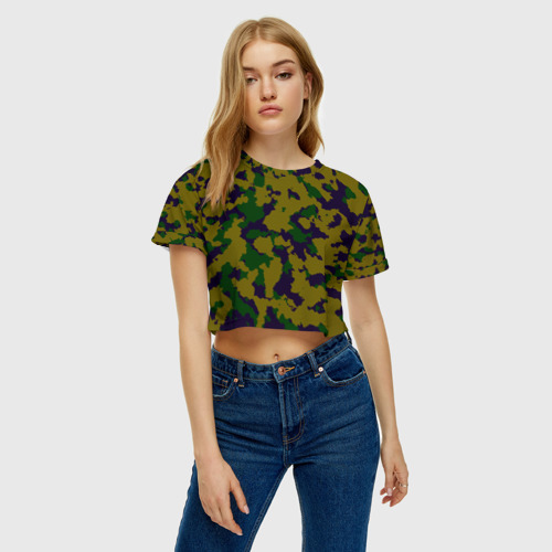 Женская футболка Crop-top 3D Хаки, цвет 3D печать - фото 4