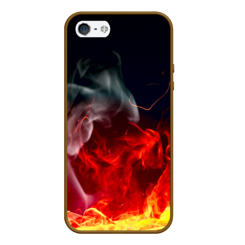 Чехол для iPhone 5/5S матовый Огонь, цвет коричневый