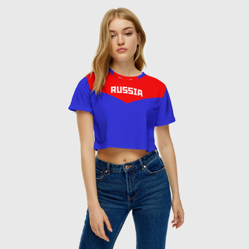 Женская футболка Crop-top 3D Russia, цвет 3D печать - фото 3