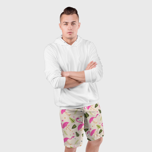 Мужские шорты спортивные Фламинго, цвет 3D печать - фото 5