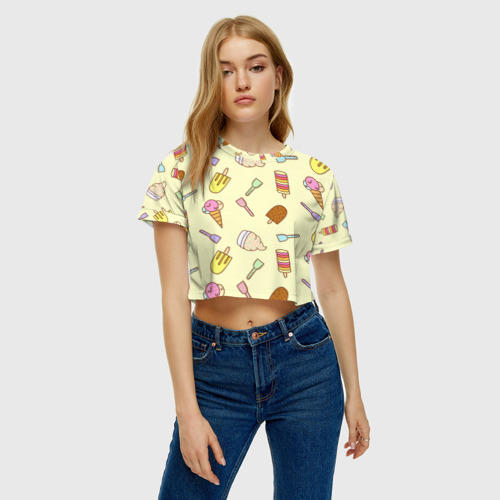 Женская футболка Crop-top 3D Мороженки, цвет 3D печать - фото 3