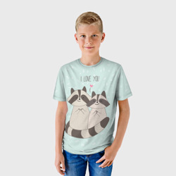 Детская футболка 3D Влюбленные еноты - фото 2