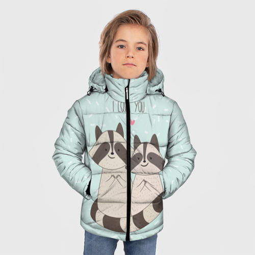 Зимняя куртка для мальчиков 3D Влюбленные еноты, цвет красный - фото 3