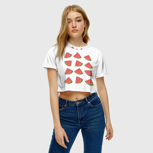 Женская футболка Crop-top 3D Tumblr fruit LAD, цвет 3D печать - фото 4
