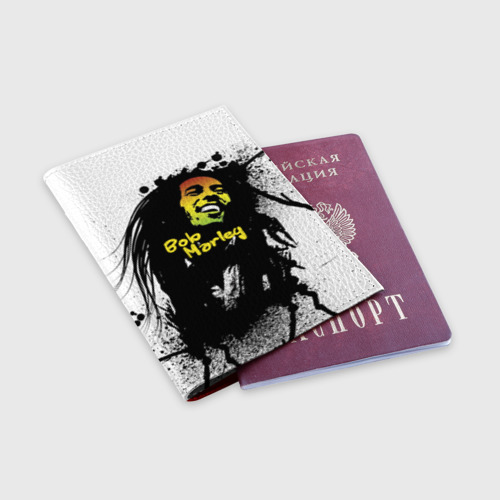 Обложка для паспорта матовая кожа Bob Marley, цвет красный - фото 3
