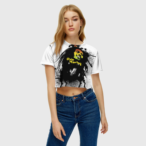 Женская футболка Crop-top 3D Bob Marley, цвет 3D печать - фото 4