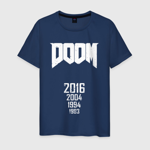 Мужская футболка хлопок Doom 2016, цвет темно-синий