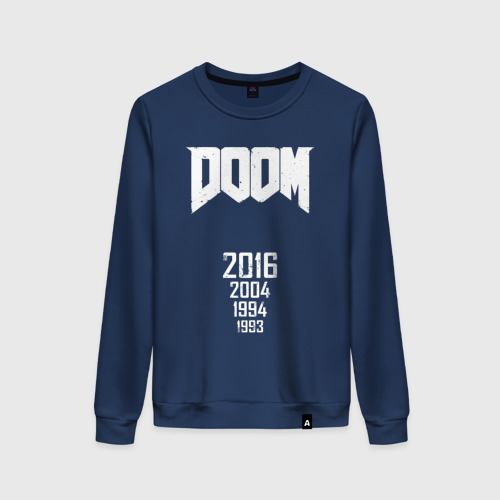 Женский свитшот хлопок Doom 2016, цвет темно-синий