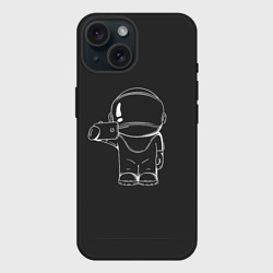 Чехол силиконовый для Apple iPhone 15 матовый Космонавт 5