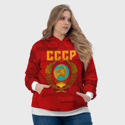 Толстовка с принтом СССР для женщины, вид на модели спереди №4. Цвет основы: белый