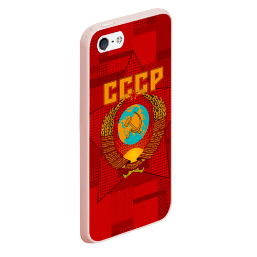 Чехол для iPhone 5/5S матовый СССР, цвет светло-розовый - фото 3