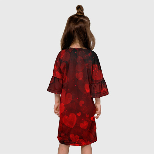 Детское платье 3D с принтом Сердечко, вид сзади #2