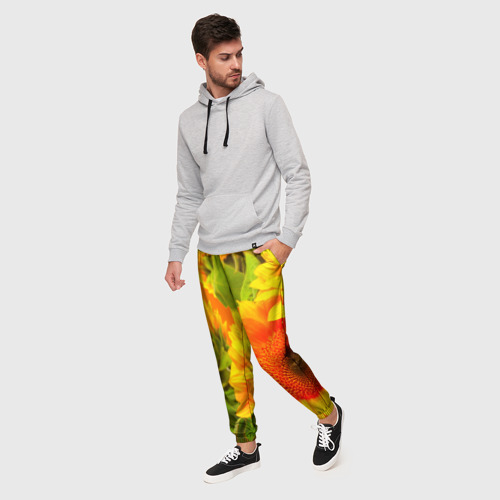 Мужские брюки 3D Подсолнух, цвет 3D печать - фото 3
