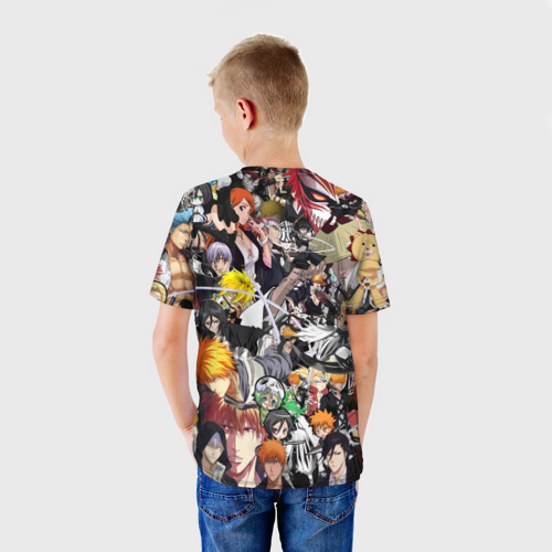Детская футболка 3D с принтом Блич персы паттерн, вид сзади #2