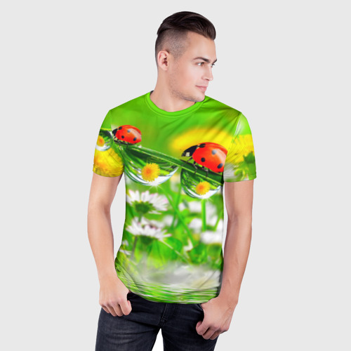 Мужская футболка 3D Slim с принтом Макро, фото на моделе #1