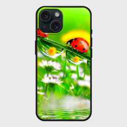 Чехол силиконовый для Apple iPhone 15 матовый Макро