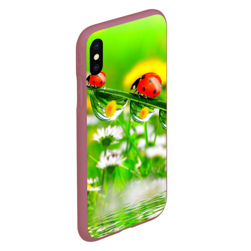 Чехол для iPhone XS Max матовый Макро, цвет малиновый - фото 3