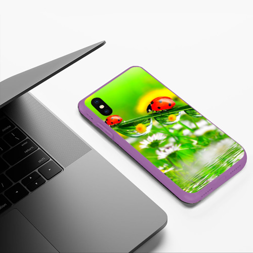 Чехол для iPhone XS Max матовый Макро, цвет фиолетовый - фото 5