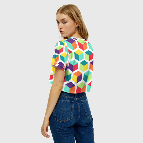 Женская футболка Crop-top 3D Кубы, цвет 3D печать - фото 5